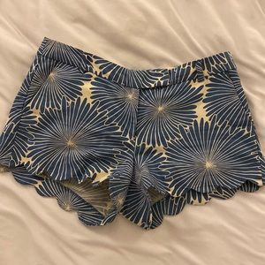 J Crew blue floral scalloped shorts
